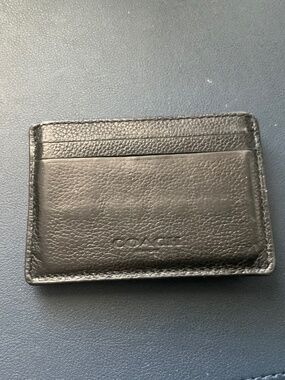 Men’s Coach Money Clip Cardholder Black leather